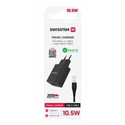 Swissten adaptér Smart IC 2× USB + USB-C, černý  