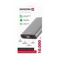 Swissten Aluminum power bank 10000mAh 20W Power Delivery, šedá