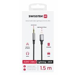 Swissten Audio adaptér Lightning / 3,5 mm jack 1,5 m, černý