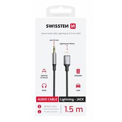 Swissten Audio adaptér Lightning / 3,5 mm jack, 1,5 m, čierny