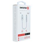 Swissten Audio adaptér Textile USB-C / Jack (samice) 0,15m, stříbrný