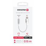 Swissten Audio adaptér USB-C / 3,5 mm AUX 0,15 m, biely