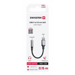 Swissten Audio adaptér USB-C / 3,5 mm AUX 0,15 m, černý