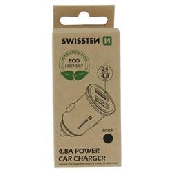 Swissten CL adaptér 2x USB 4,8A Metal (ECO balení), černý