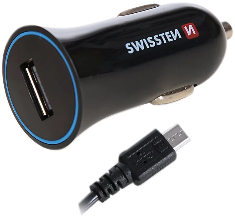 SWISSTEN CL USB auto adaptér 1xUSB 1A, kábel Micro USB, čierny 20110800