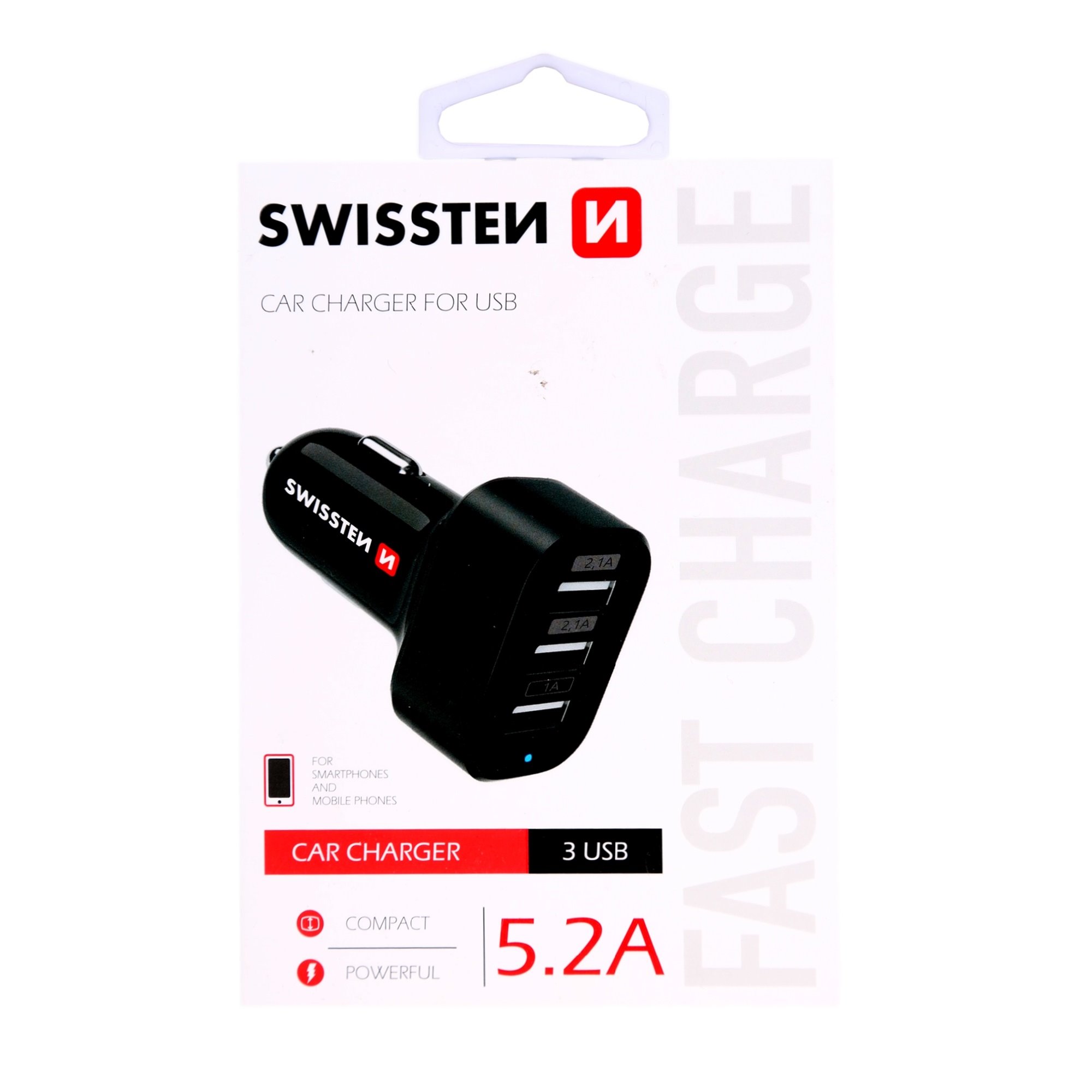 SWISSTEN CL USB auto adaptér 3xUSB 5,2A čierny 20111200