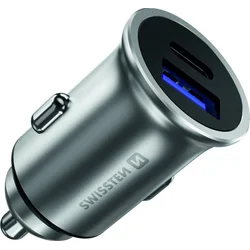 Swissten CL adaptér USB-C + QC 36 W ECO, stříbrný