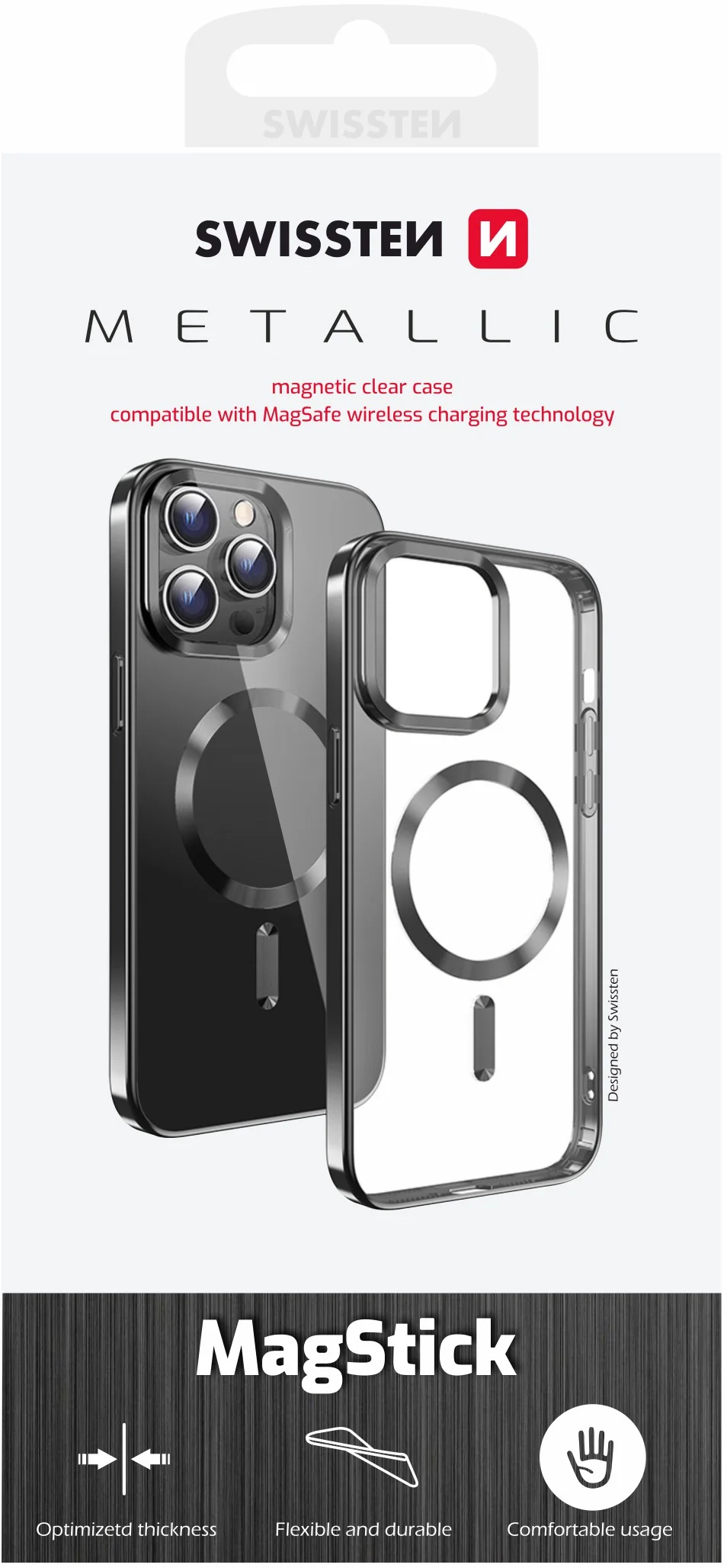 Swissten Clear Jelly MagStick Apple iPhone 16 Pro Max, černé