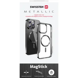Swissten Clear Jelly MagStick iPhone 16 Pro Max, černé