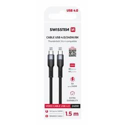 SWISSTEN DATOVÝ VIDEO KABEL USB 4.0, USB-C, 240W, 8K@60Hz, 40 GB/s, TB3 & TB4, 1,5 M ČERNÝ