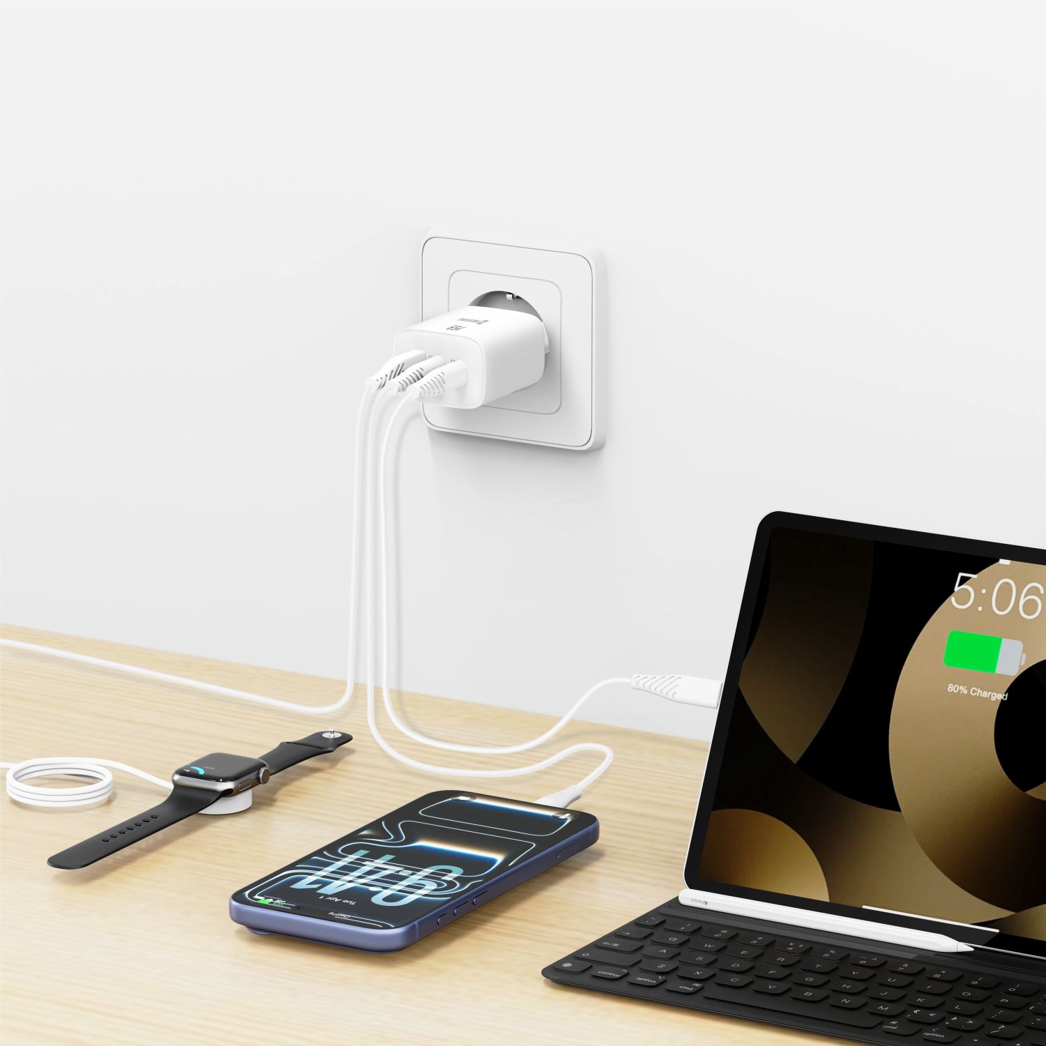Swissten Edge GaN adaptér 65 W, bílý