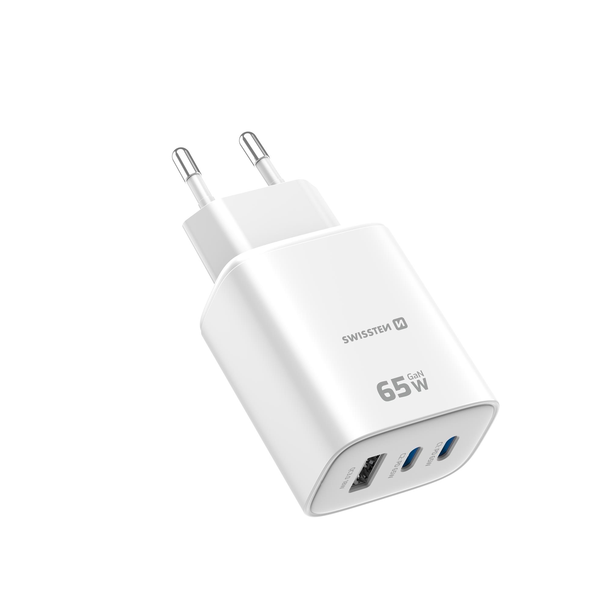 Swissten Edge GaN adaptér 65 W, bílý