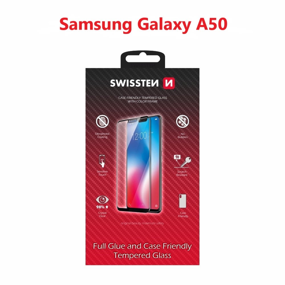 Swissten Full Glue sklo pro Samsung Galaxy A50, černé