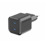 Swissten GaN adaptér 2× USB-C 20W, černý  