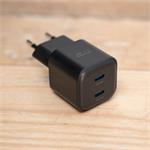 Swissten GaN adaptér 2× USB-C 20W, černý  