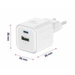Swissten GaN adaptér 35 W + USB-A, biely  