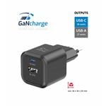 Swissten GaN adaptér 35 W + USB-A, čierny  