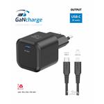 Swissten GaN adaptér 35W + Lightning kabel, černý  