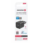 Swissten GaN adaptér 35W + USB-A, černý  