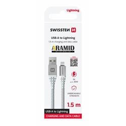 Swissten kábel Aramid USB / Lightning 1,5 m, biely