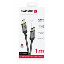 Swissten Kabel HDMI / HDMI 4K 60Hz 1,0m, nylon