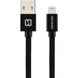 Swissten kabel Lightning 0.2 m, černý  