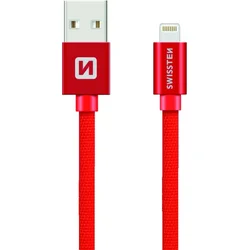 Swissten kabel Lightning 0.2 m, červený  