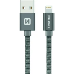 Swissten kabel Lightning 0.2 m, šedý  
