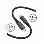 Swissten kabel Silicone USB-C / Lightning 0,4 m, černý