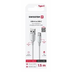 Swissten kabel Textile II USB / USB-C 1,5 m, bílý