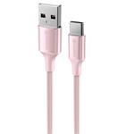 Swissten kabel Textile II USB / USB-C 1,5 m, růžový