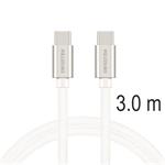 Swissten kabel Textile USB-C / USB-C 3 m, stříbrný