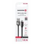 Swissten kábel Textile USB / Micro USB, čierny