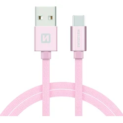 Swissten kabel USB-C, růžovo-zlatý, 2 m  