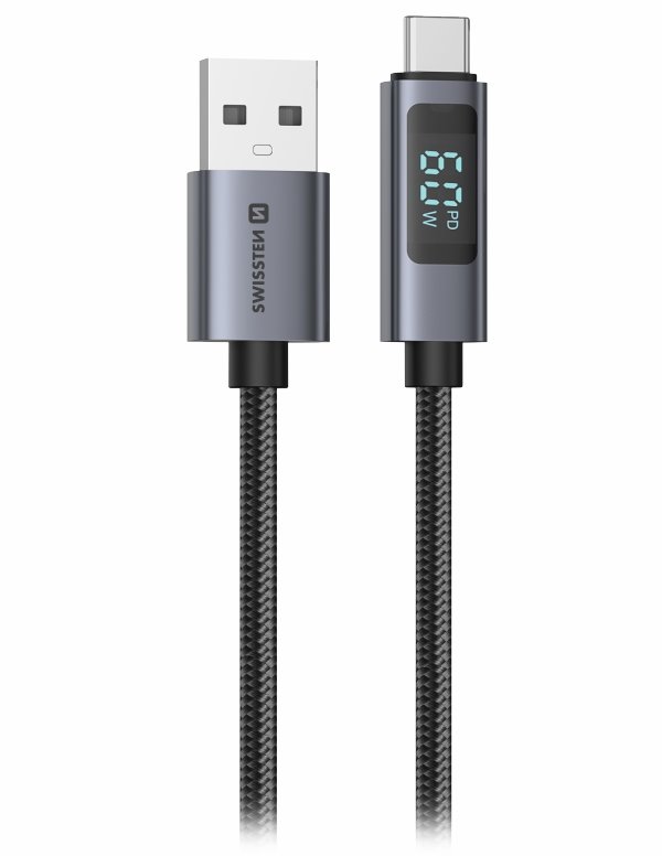 Swissten LCD kabel USB-A / USB-C