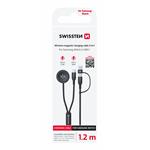 Swissten magnetický kabel 2v1 pro Galaxy Watch a USB-C, 1,2m, černý