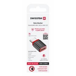 Swissten Nabíjecí adaptér s blokací dat DataGUARD USB-C (samec) / USB-C (samice), černý