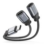 Swissten Nabíjecí audio adaptér Textile USB-C (samec) / 2× USB-C (samice) 0,12m, černý