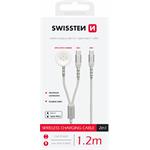 Swissten Opletený magnetický kabel 2v1 pro Apple Watch a USB-C, USB-C 1,2m, bílý