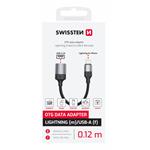 Swissten OTG adaptér Textile Lightning (samec) / USB-A (samice) 0,12m, černý