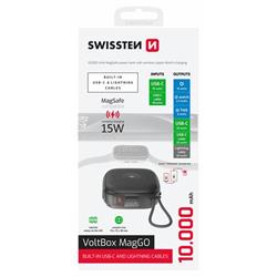 SWISSTEN POWER BANK VOLTBOX MagGO 10000 mAh s integrovanými káblami + MAGSAFE + APPLE WATCH