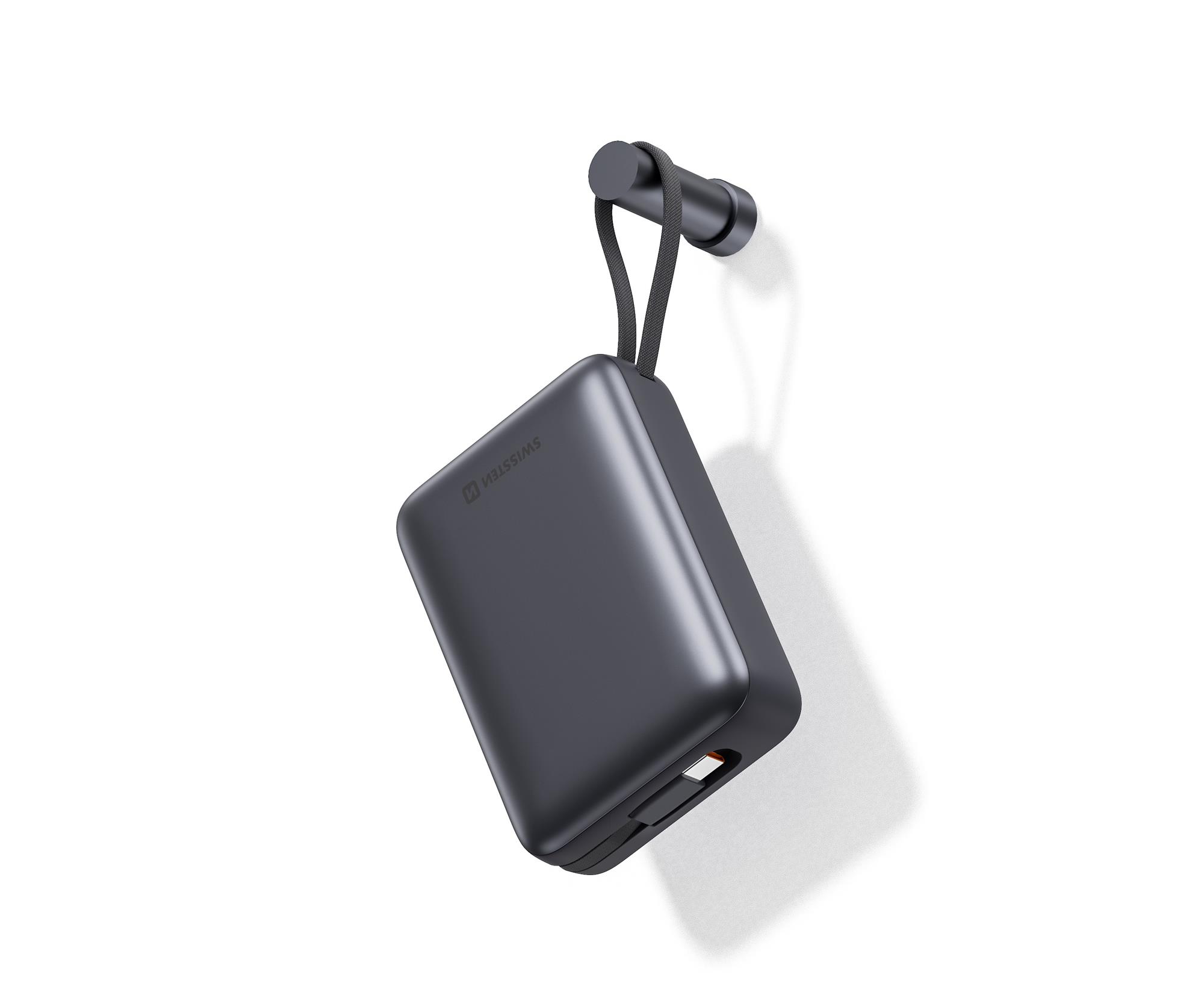 Swissten powerbanka 20000 mAh s kabely, stříbrná