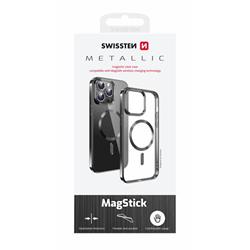 SWISSTEN Priehľadné puzdro Jelly MagStick Metallic pre iPhone 16 Pro Max čierne