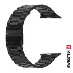 Swissten řemínek Apple Watch kovový 42–49 mm, černý  