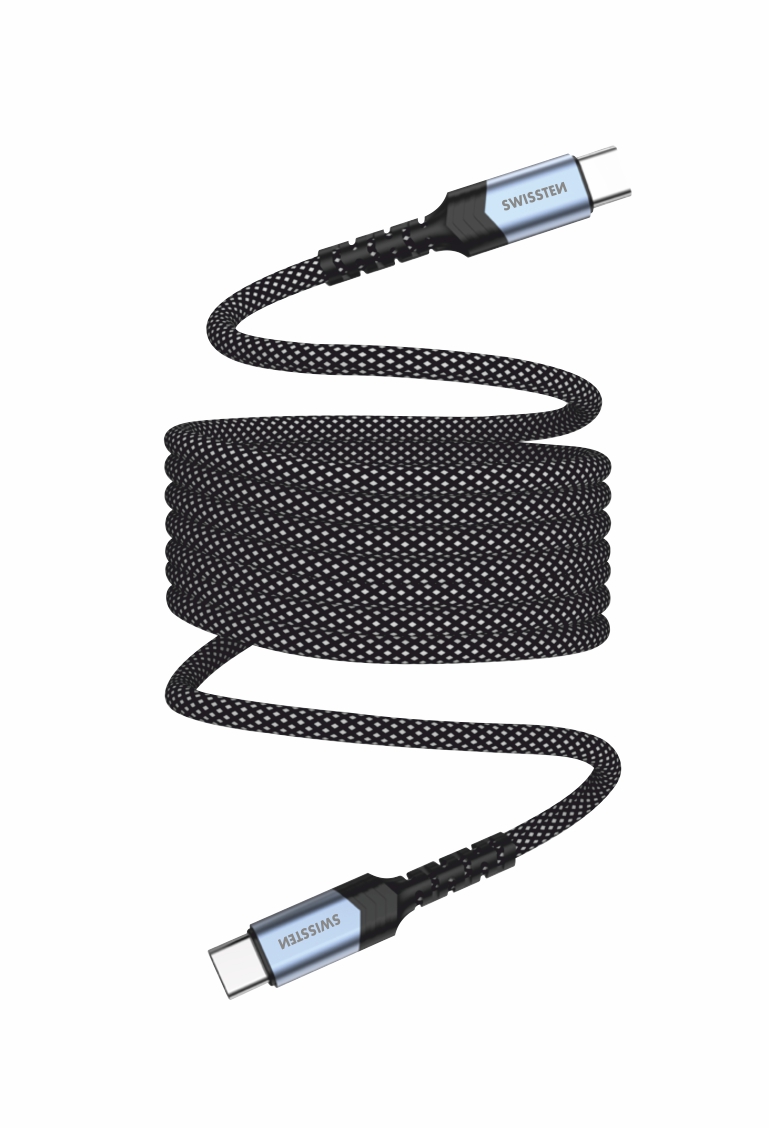 Swissten samonavíjací magnetický kábel USB-C/USB-C, 1 m
