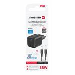 SWISSTEN SÍŤOVÝ ADAPTÉR GaN 1x USB-C 35W POWER DELIVERY ČERNÝ + DATOVÝ KABEL USB-C/LIGHTNING 1,2 M ČERNÝ