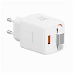 SWISSTEN SÍŤOVÝ ADAPTÉR SlideCHARGE GaN 45W, 1x USB-A 18W SE ZATAHOVACÍM USB-C KABELEM 0.75 M BÍLÝ