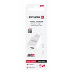 SWISSTEN SÍŤOVÝ ADAPTÉR SMART IC 1x USB 1A POWER + DATOVÝ KABEL USB / TYPE C 1,2 M BÍLÝ
