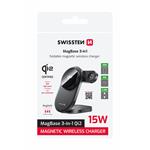 SWISSTEN SKLADACIA BEZDRÔTOVÁ NABÍJAČKA Qi2 MagBase 3v1 BLACK (kompatibilná s MagSafe)