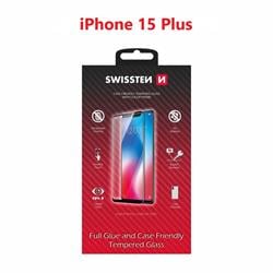 Swissten Sklo Full Glue, Color Frame, Case Friendly pro Apple iPhone 15 Plus, černé
